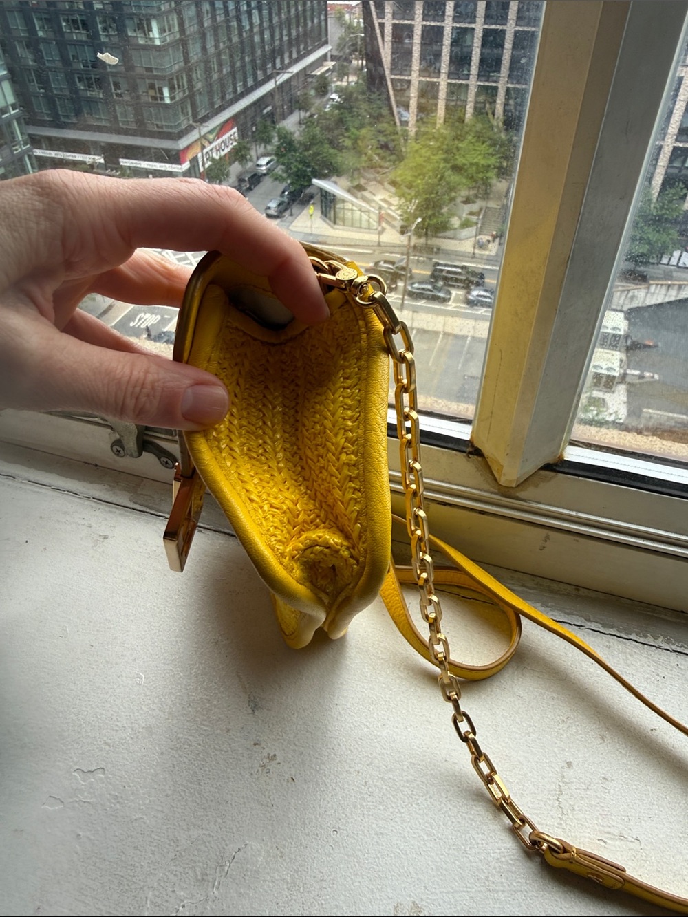 Marc by Marc Jacobs Yellow Woven Leather Crossbody with Gold Hardware - Picture 4 of 14